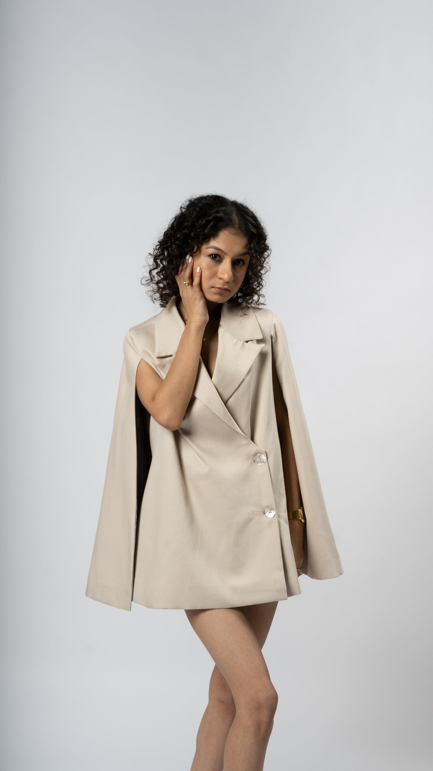 Caped Blazer Dress