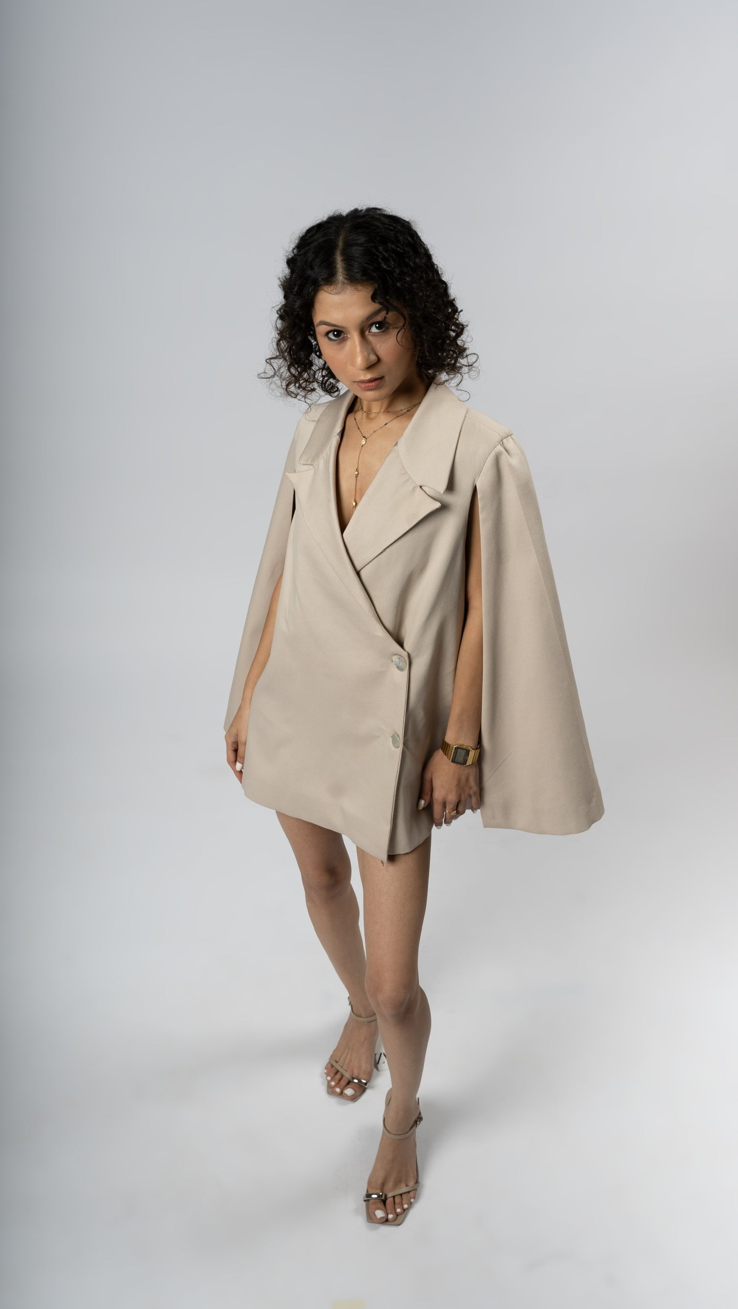 Caped Blazer Dress
