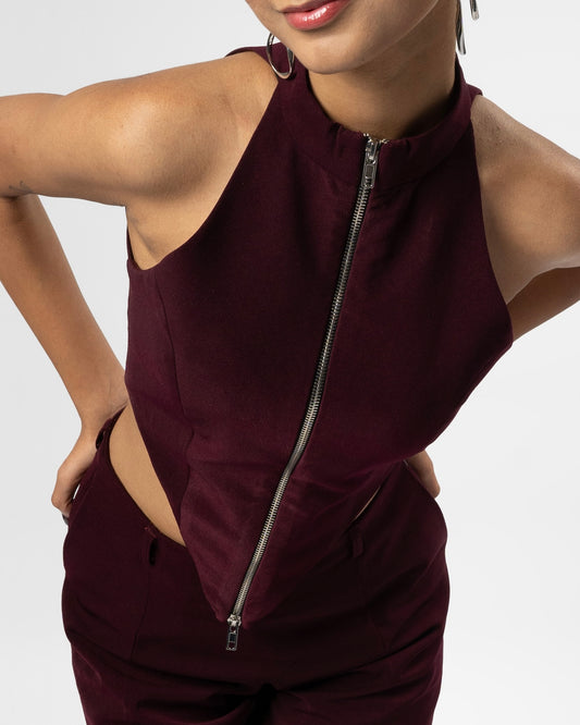 Two Way zipped high neck top