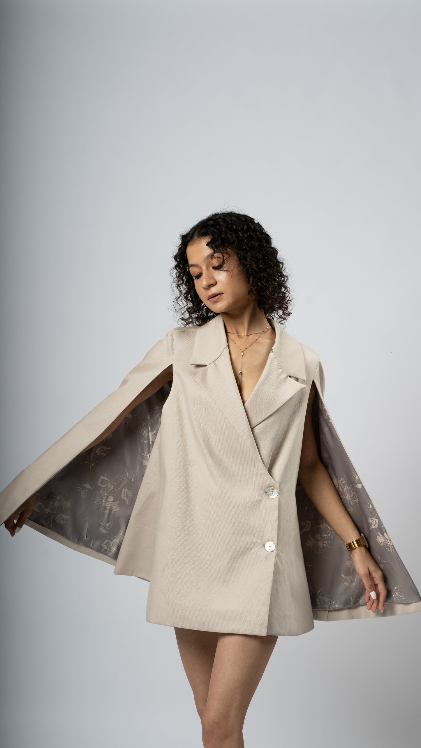 Caped Blazer Dress
